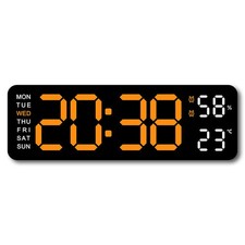 Digital LED Desk Alarm Clock Large LED Display Wall Clock Temperature Humidity