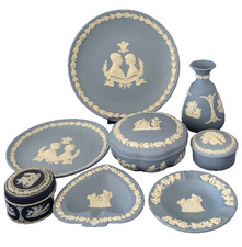 Job Lot x 8 Wedgwood Pieces Jasper Ware Blue & White Ornaments - Free Postage