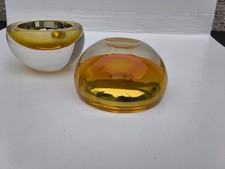 Pair Amber Murano Style Glass