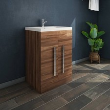 Bathroom Vanity Unit Tall Unit Toilet Unit Basin Sink Cabinet Home WC Walnut
