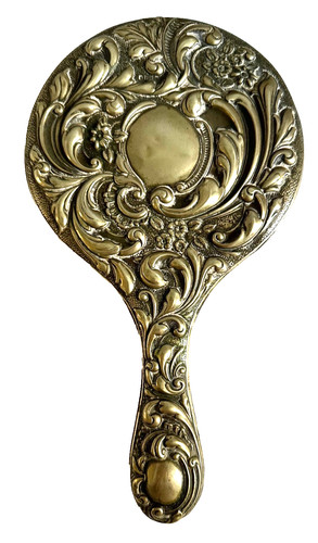 Antique hand mirror floral - hand,