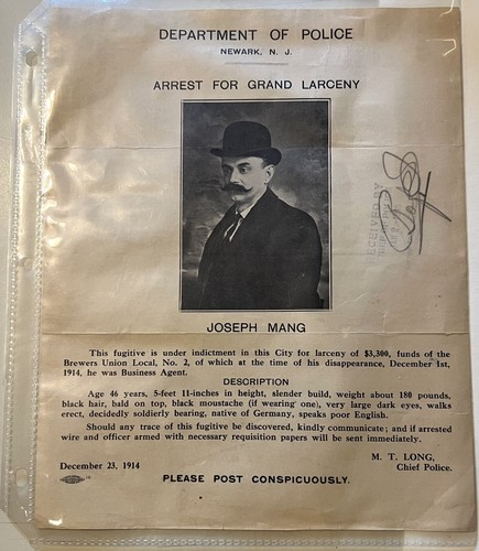 1914 arrest warrant - arrest, joseph