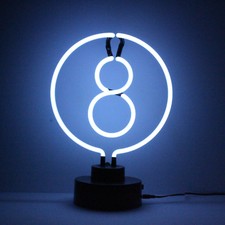 8 EIGHT BALL Neon Bar Sign Billiards Table Light Sculpture Handmade Glass  35CM