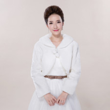 Ladies Solid Faux Fur Shrug