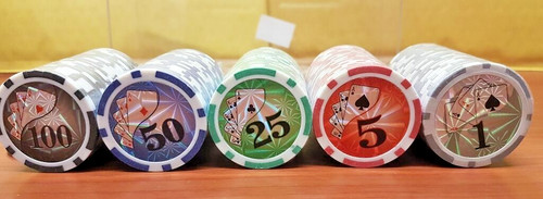 100 numbered laser poker chips - poker,