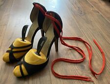 Terry De Havilland Vintage Suede Open Toe Ankle Tie Stilettos Evening Shoes - 5