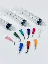3pcs 10ml Syringes & 10pcs Mix CURVED Blunt Tip Needles Glue, Ink, Dispensing