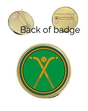 Crossed Shinty Sticks 27mm Metal Lapel Pin Badge Domed Insert