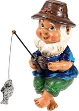Small Fishing Gnome Garden Ornaments Outdoor - Garden Gnomes Statue Resin Figur