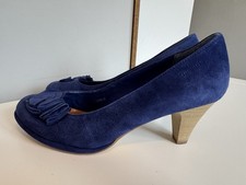 TAMARIS  FRENCH NAVY SUEDE FRONT DETAIL COURT SHOES SIZE 40 / 6.5, WORN ONCE VGC