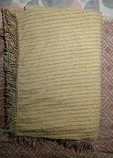 Vintage 60s 70s Cotton Yellow Candlewick Tufted Single Bedspread with a Fringe 