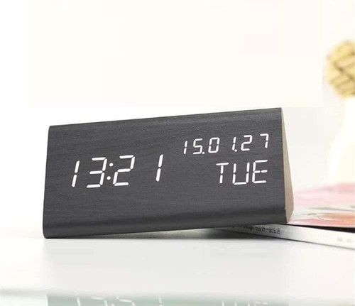Bedside wooden digital alarm - wooden,