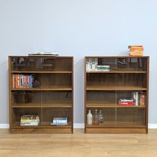 Pair of Matching Vintage 1970s Glazed Bookcases by Herbert Gibbs