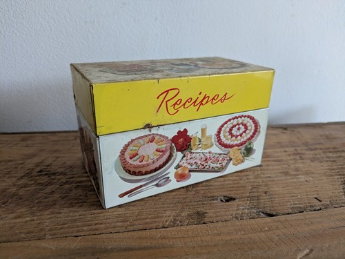 Vintage recipes tin small - vintage, box