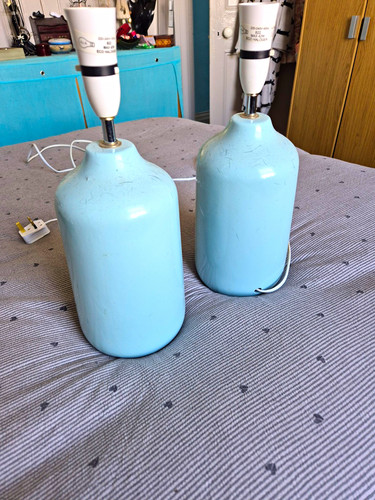 Pair ceramic blue - pair, table