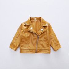 Faux Leather Girl Boy Lapel