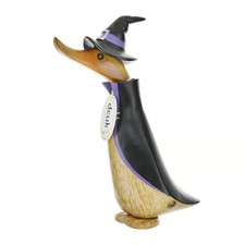 Halloween Novelty Ornament DCUK Halloween Wizard / Witch Natural Wooden Duck 