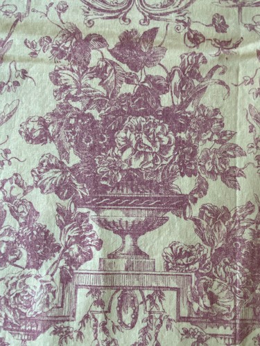 Toile fabric chintz faded red - toile,