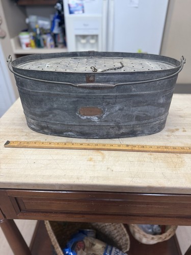 Antique galvanized oval - ,