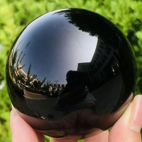 Natural black obsidian - natural, sphere