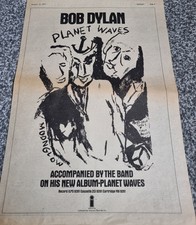 BOB DYLAN - PLANET WAVES Poster/advert- Feb 1974 - SOUNDS - 16"x11½" 41x29cm