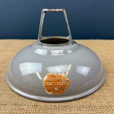 VINTAGE INDUSTRIAL 9" 'COOLICON' GREY ENAMEL LIGHTING LIGHT SHADE