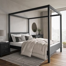 King Size Four Poster Bed Frame in Black - Victoria VCT007