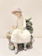 NAO Lladro Girl with Bird – Handmade Spain – Large 22cm – Minor Repair