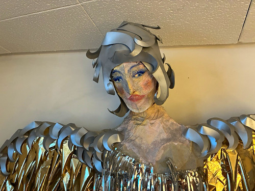 Gold silver woman art - silver,