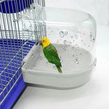 Bird Water Bath Tub For Pet Cage Hanging Bowl Parrots Parakeet Birdbath Supplies