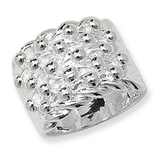 Sterling Silver 5 Row Gents Keeper Ring Heavy Weight Fully Hallmarked