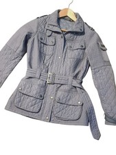 Barbour  International stunning grey quilted jacket with leather small details