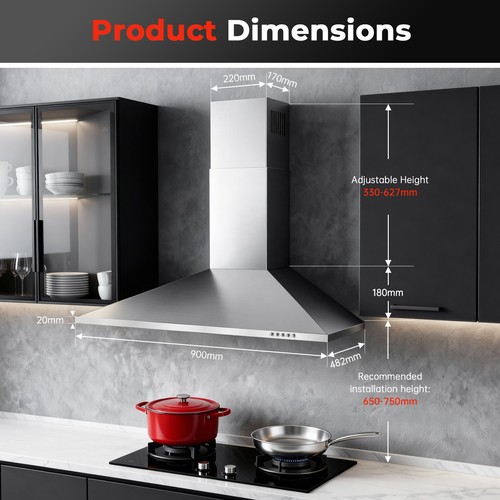 90cm cooker hood - hood,, 400m³/h