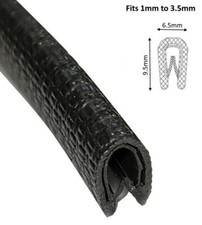 Small BLACK rubber car edge trim - Full 50mtr coils
