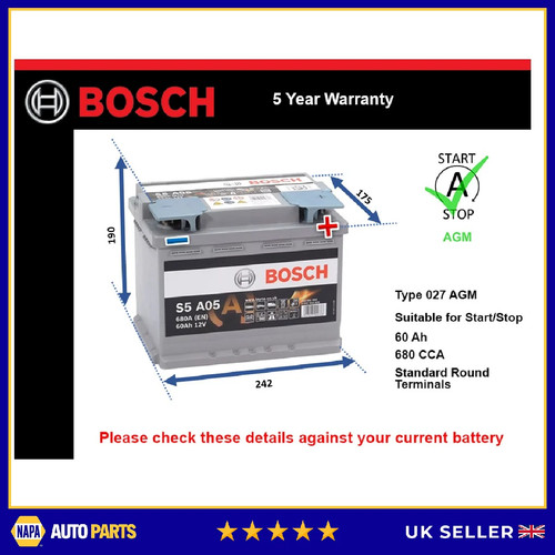 Agm car battery fits zs - agm,