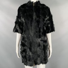VINTAGE Size M Black Lamb Shearling 3/4 Sleeves Coat