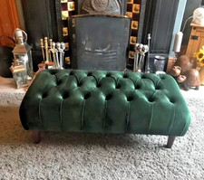 Dark Green Velvet Footstool