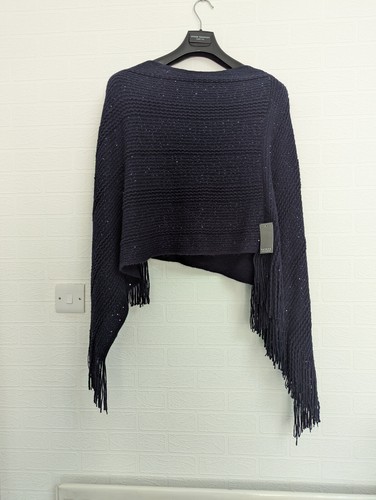 New knitted cape navy - cape, blue