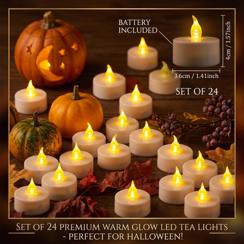 24pcs flameless led tea lights - flameless,