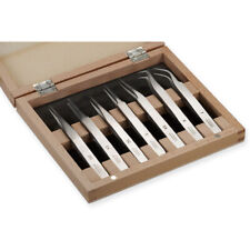 Quality Set 7 Tweezers Wood Box Watchmakers Jewellery Watch Tools Non Magnetic