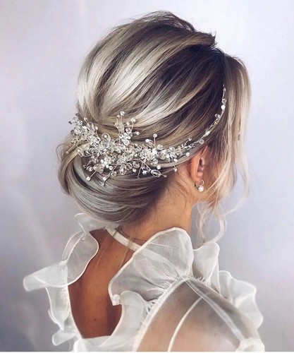 Silver crystal pearl bride - silver,