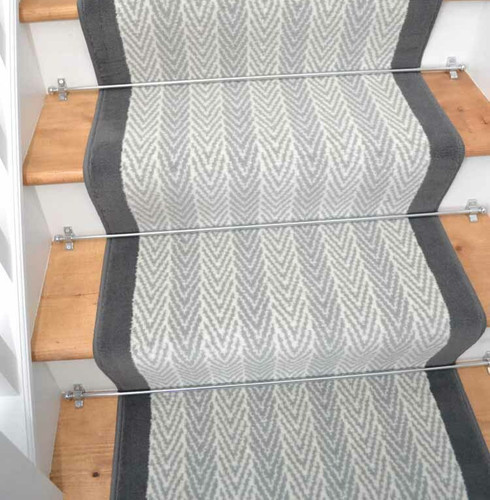 Grey herringbone stair - stair, runners