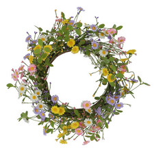 Gisela Graham Multicoloured Daisy Spring Wreath Easter Front Door Accessory