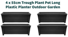 Trough Plant Pot Long Plastic Planter Outdoor Garden 55cm 4pk