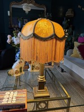 Emma - 12” Victorian Beaded Scalamandré Silk Damask Lampshade - Fringe Crystals 