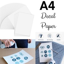 A4 Decal Paper Sheet Water Slide Transfer White Clear Inkjet Laser Logo Printing