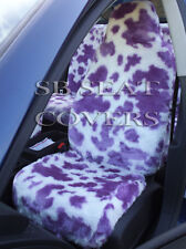 TO FIT A RENAULT TWIZY CAR, SEAT COVERS, LILAC COW FAUX FUR 2 FRONTS