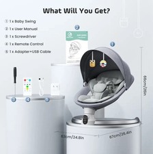 Electric Swing for Infant Baby Bouncer Chair with 5 Swing Speeds 3 Timers 