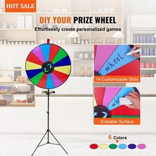 60cm 14 Color Prize Wheel Dry Erase Fortune Spinning Tabletop Floor Stand
