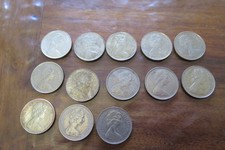 13 large Elizabeth 2d 5p Pence